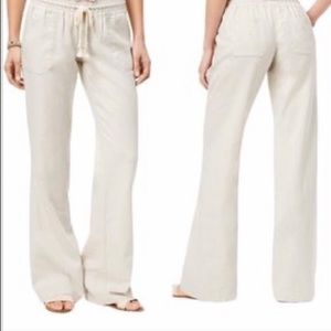 Roxy Oceanside Linen Flared Pants in White Small